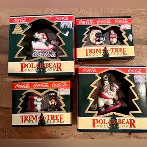 Vintage Coca-Cola Polar Bear Ornaments Set (1997-1998)